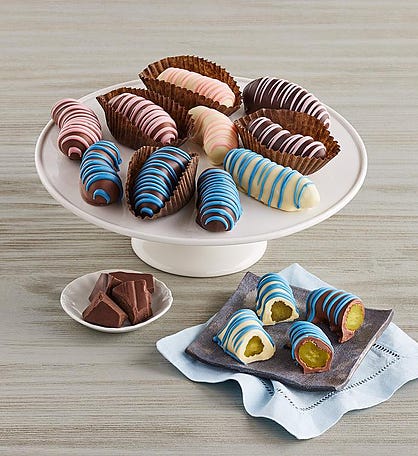 Pink and Blue Belgian Chocolate-Covered Pickles